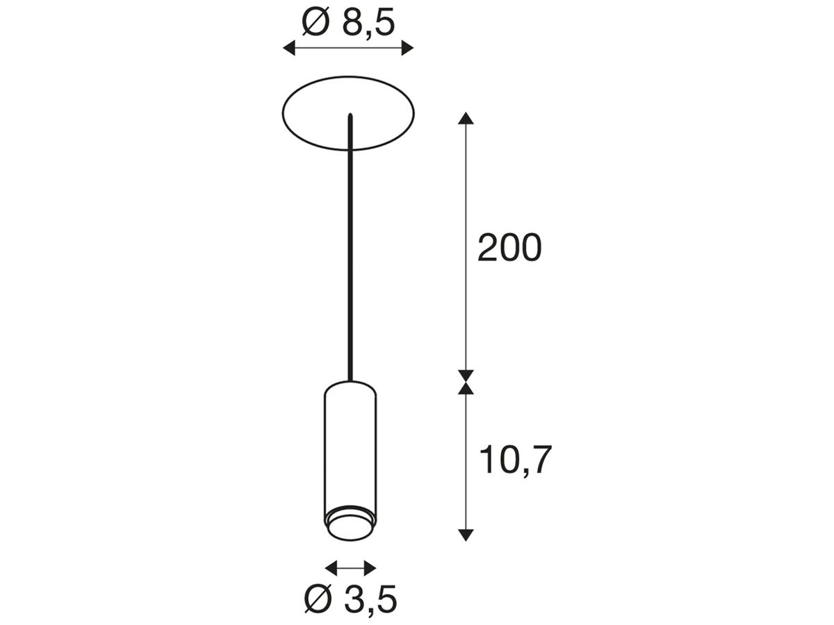 LED-Pendelleuchte SLV LALU 10W 700lm 2700…3000K DIM Ø34.5×107mm schwarz