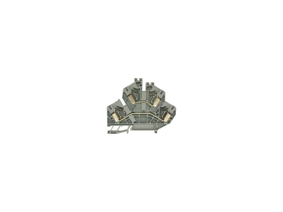 Durchgangs-Reihenklemme Woertz 0.5…4mm² 16A 300V Federzuganschluss 2×2 TH35 grau