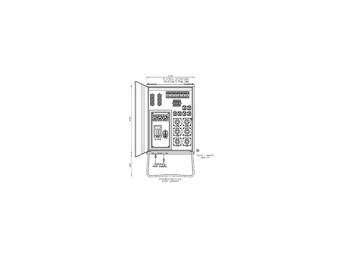 Verteilerschrank Demelectric 100A 69kVA NH00 IP44 rot