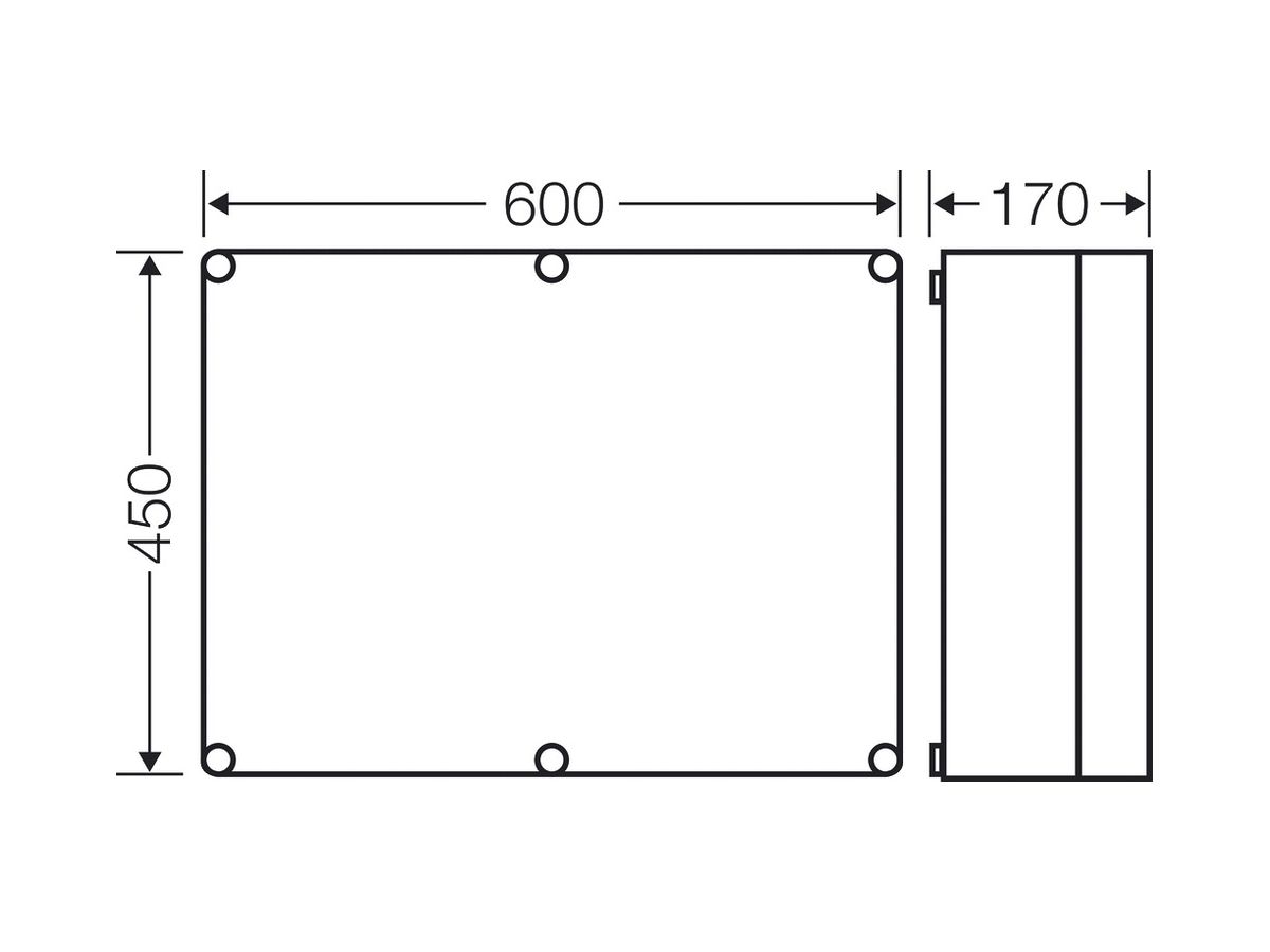 Apparategehäuse Hensel Mi 0600 grau leer mit transparenter Deckel 600×450×170mm