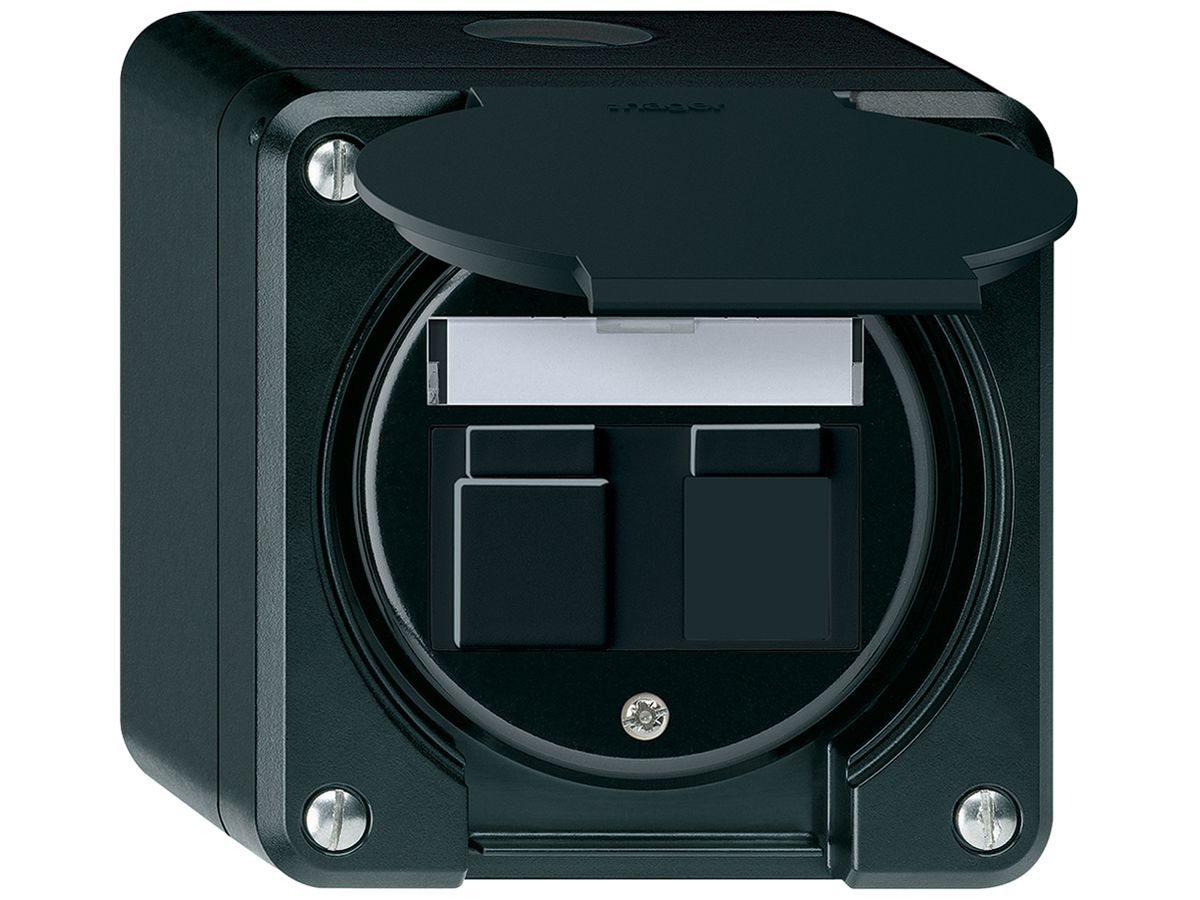 AP-Montageset robusto IP55 flach schwarz für 2×Keystone