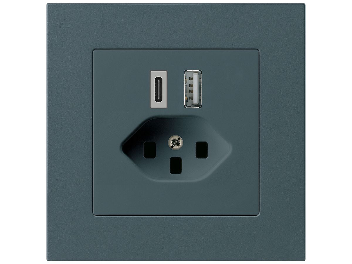 UP-USB-Ladesteckdose kallysto.pro 18W PD 1×Typ A 1×Typ C T23 anthrazit