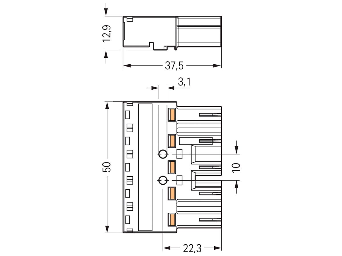 Steckerteil WAGO 5L 2×0.5…4mm² grau