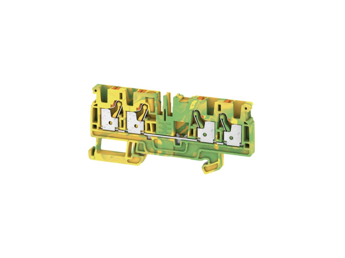 Schutzleiter-Reihenklemme Weidmüller A4C PUSH IN 4mm² 4 Anschlüsse grün/gelb