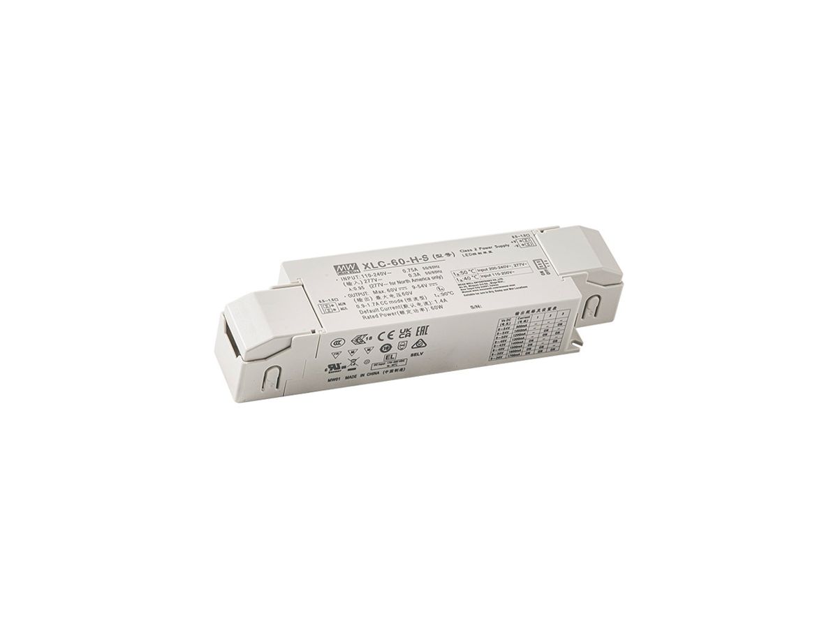 LED-Betriebsgerät MEAN WELL XLC 0…60W 12V 0…5000mA DALI 176×45×32mm