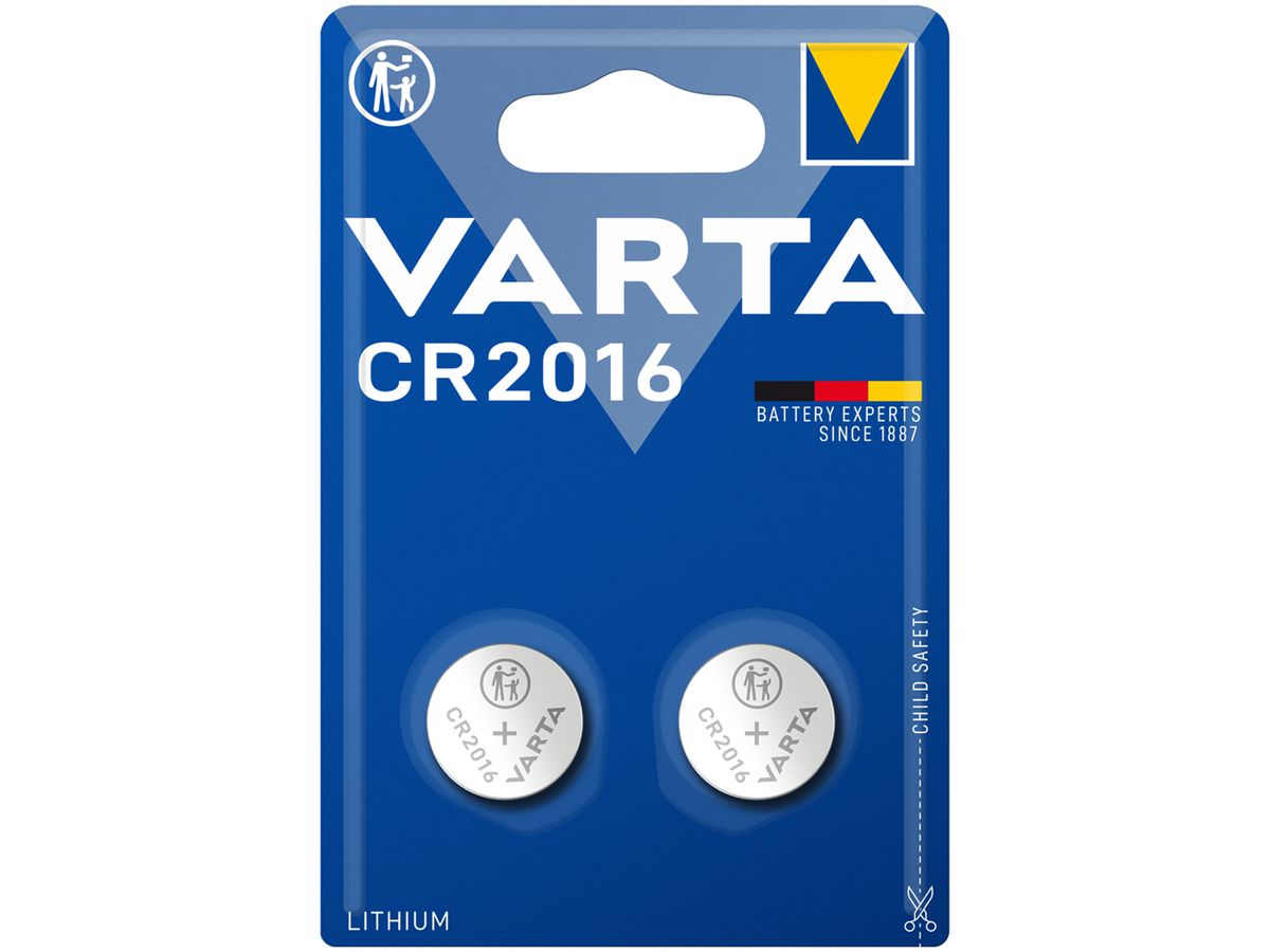 Knopfzelle Lithium VARTA Electronics CR2016 3V Blister à 2 Stück