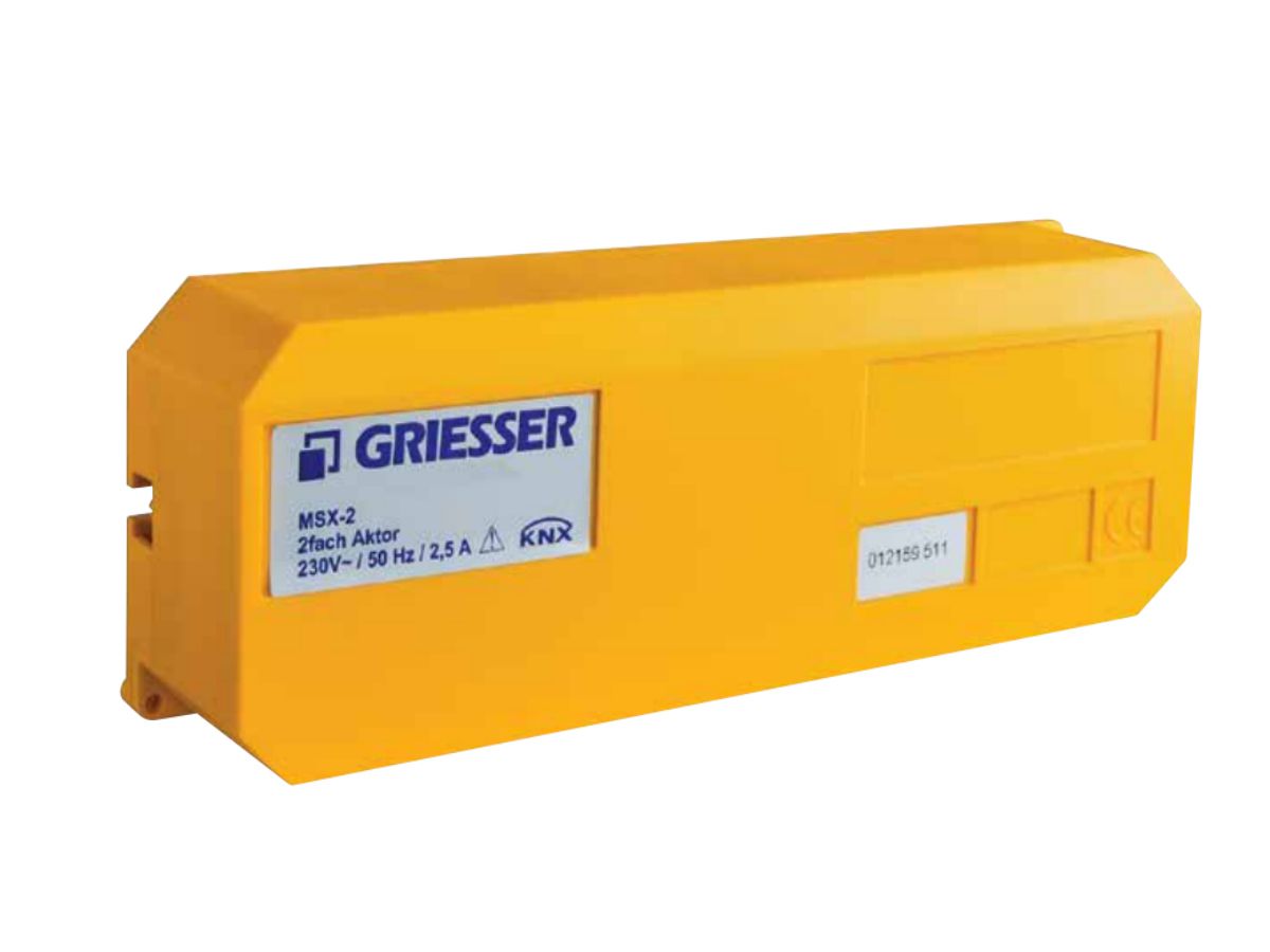 KNX Jalousieaktor 2-fach Griesser - für 2 Motoren, 230VAC, 13A, IP20