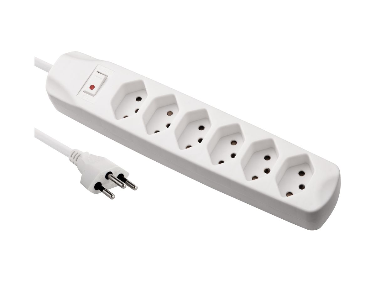 Steckdosenleiste Fix-Line 10A I/O 6×T13 1.5m weiss