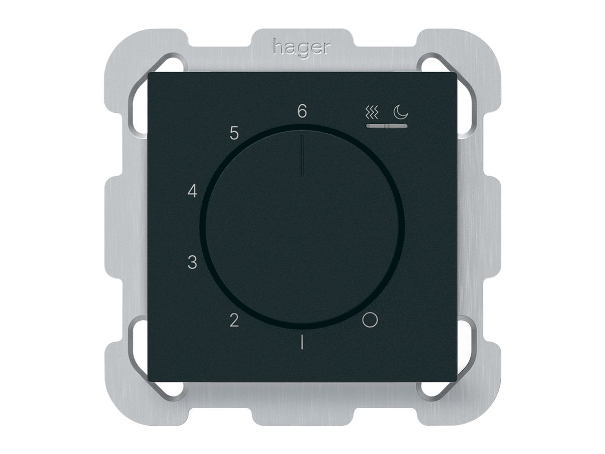 UP-Raumthermostat kallysto An/Aus 230VAC 4A 77×77mm schwarz