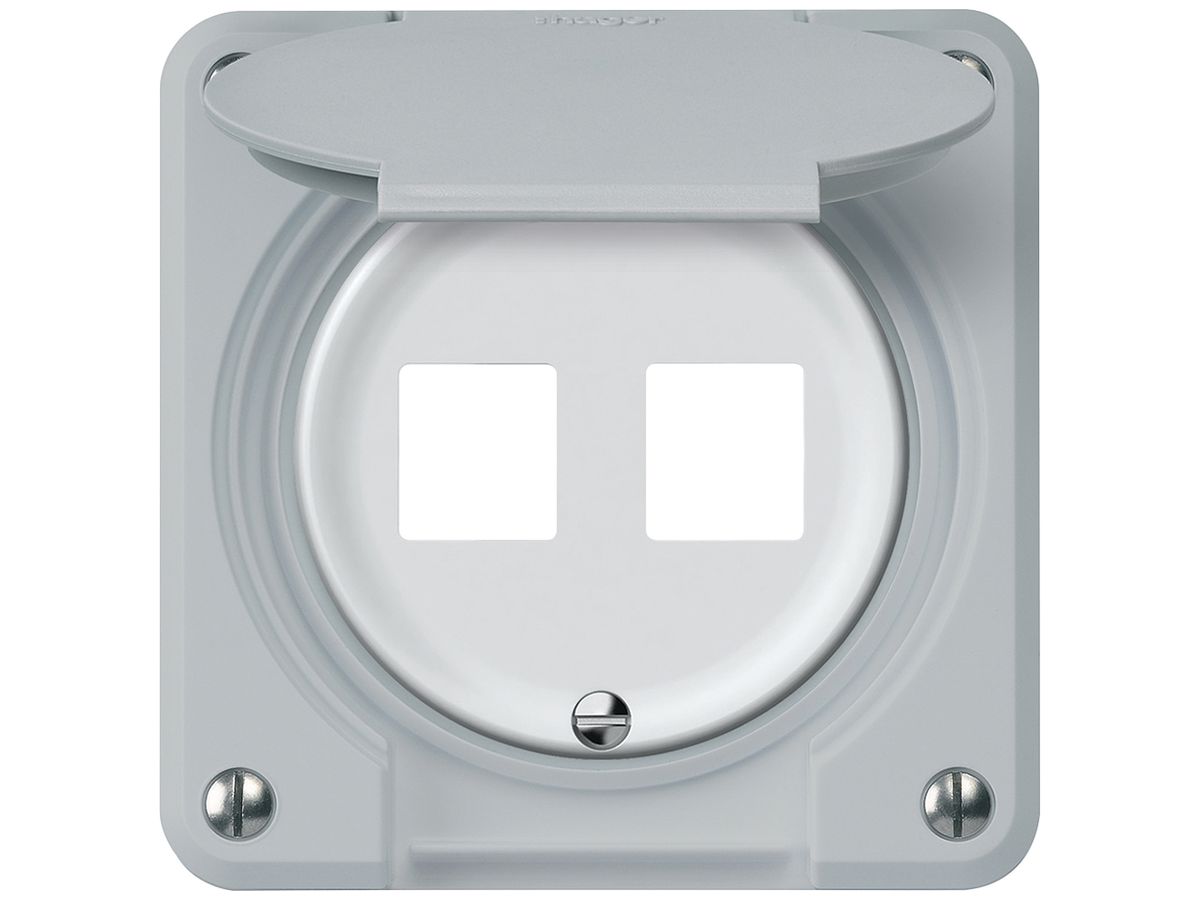 UP-Montageset robusto gerade für 2 Buchsen 86×86mm grau