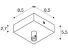 Deckenrosette SLV GLENOS, 85×85×27mm mit Zugentlastung mattschwarz