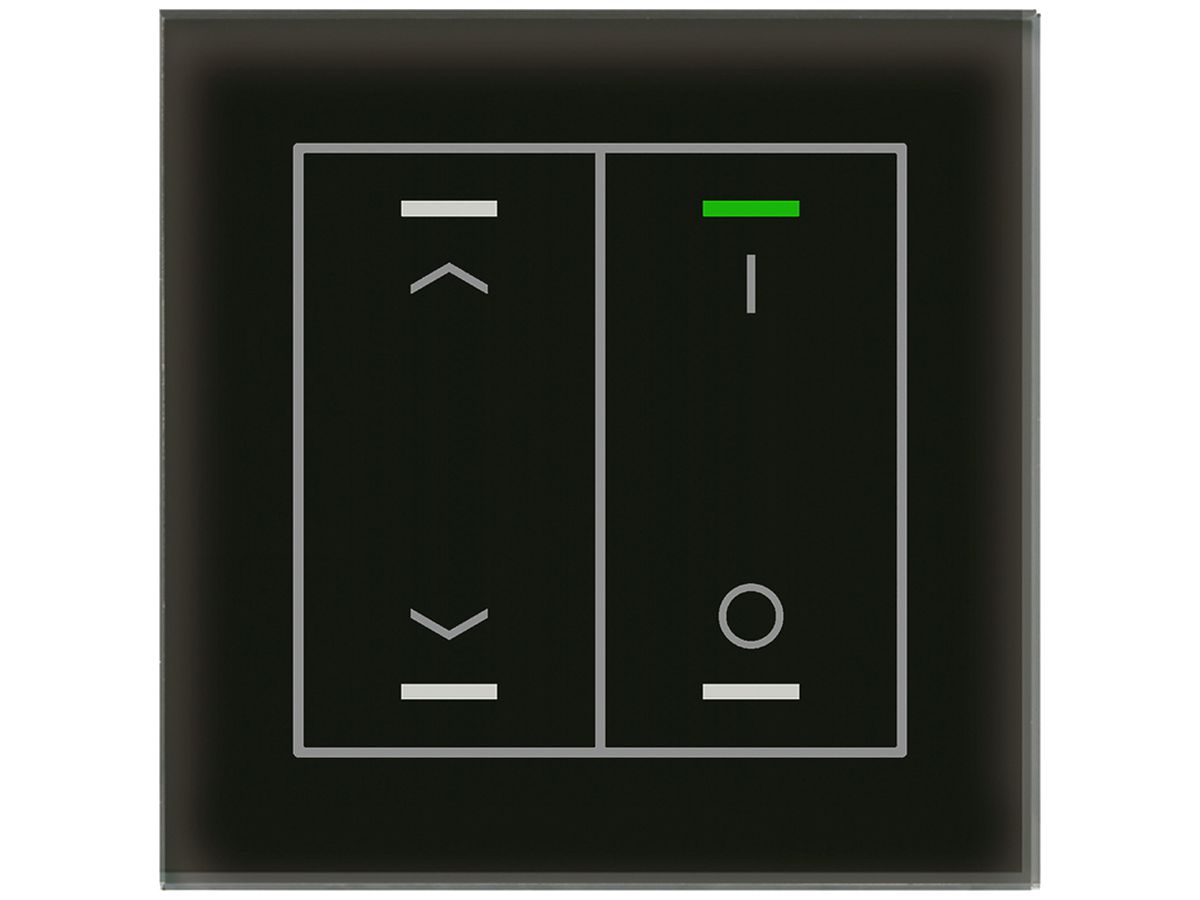 UP-Taster KNX RGBW MDT BE-GTL2TS.C1S 2T/4B Temp.Glas schwarz "Jalousie"-"I/O"