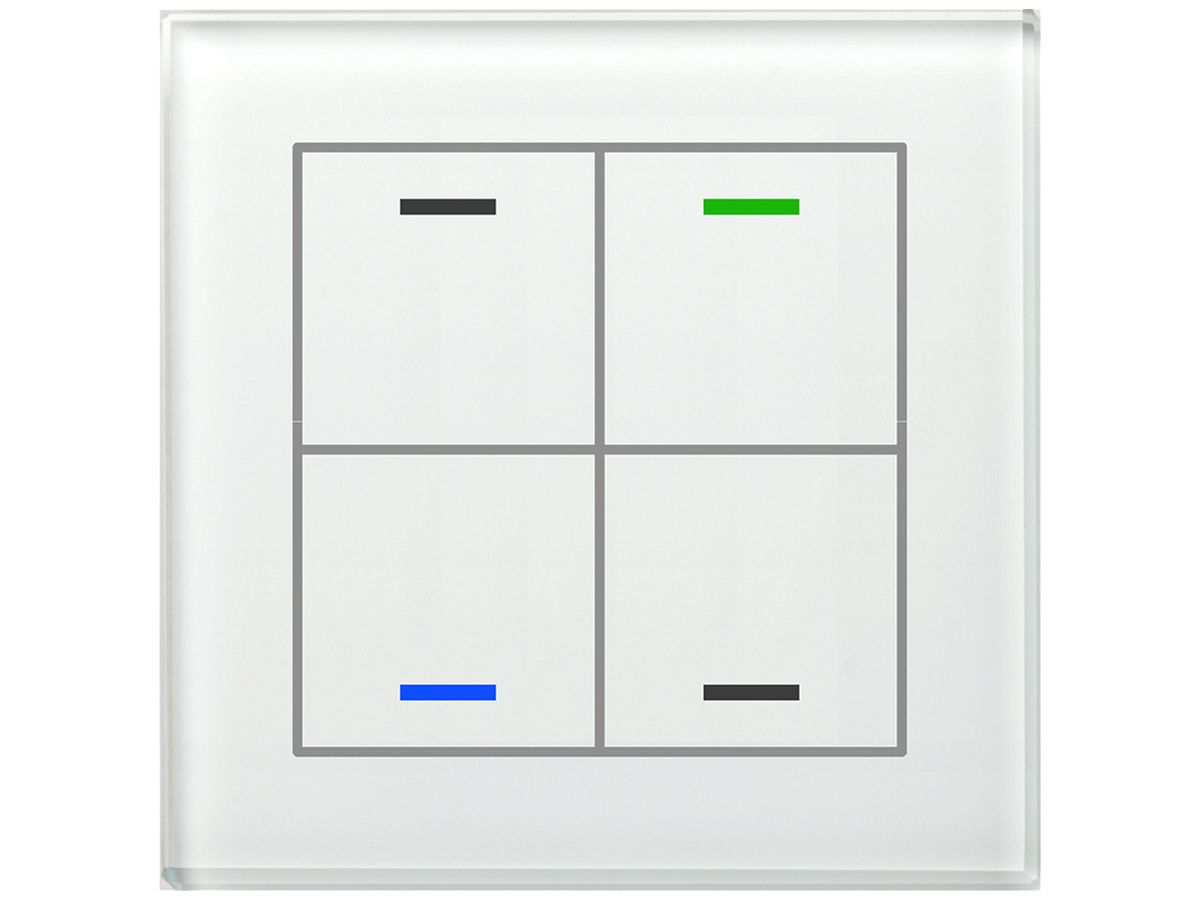 UP-Taster KNX RGBW MDT BE-GTL4TW.01 4T/4B Temp.Glas weiss "neutral"