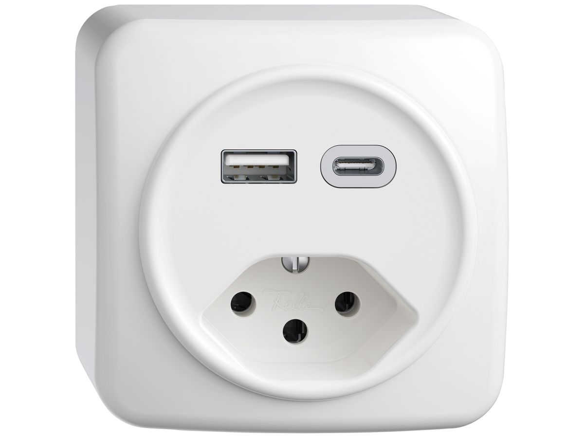 AP-USB-Ladesteckdose STANDARDdue SNAPFIX® USB A+C/T13 3A 230V AC ws