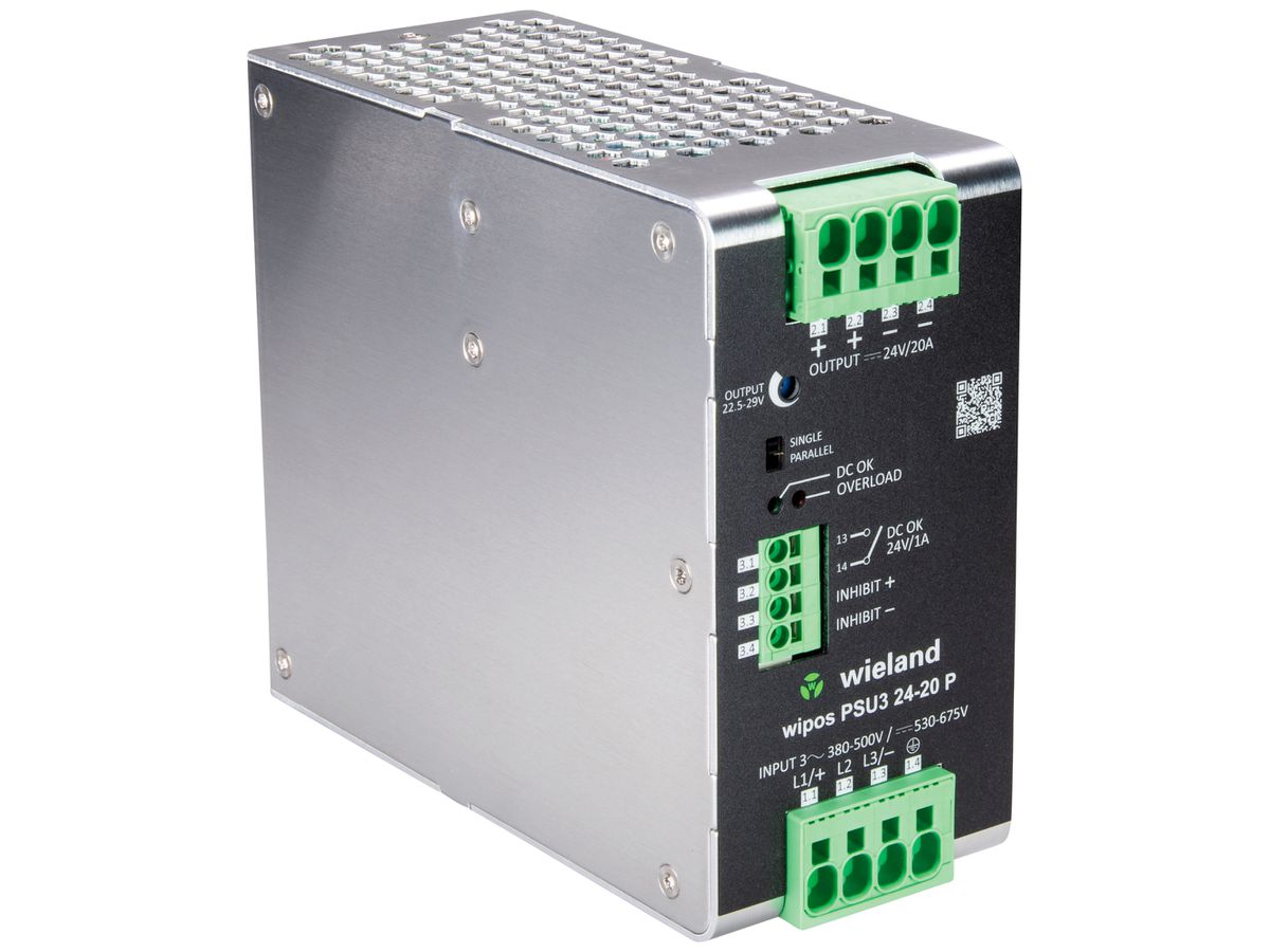 EB-Schaltnetzgerät WIPOS PSU3 340…575VAC 450…810VDC OUT:24V 20A 480W