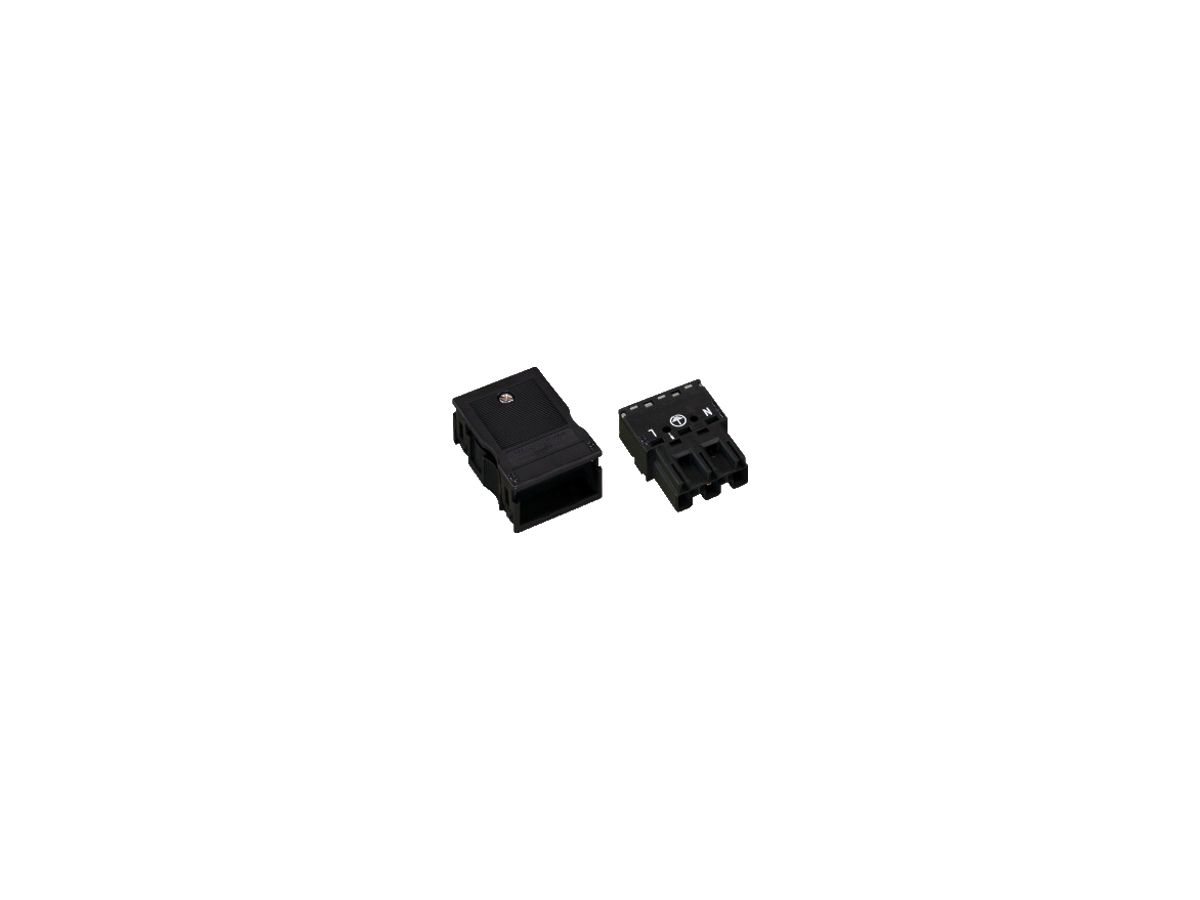 Stecker WAGO 3L 2×0.5…4mm² schwarz Kodierung A mit Zugentlastungsgehäuse