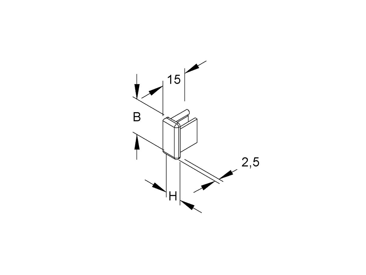 Abschlussplatte HKL grau für 9.5×21.5mm