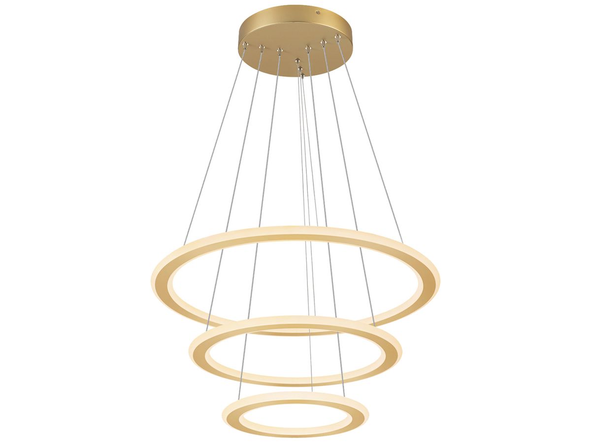 LED-Pendelleucht.SLV ONE FLAT triple 58W 3500lm 927/930 DALI direkt Ø800 Messing