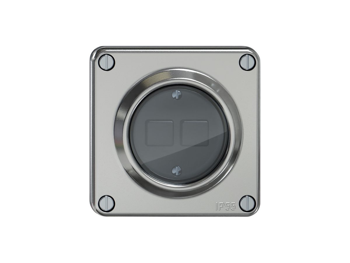 Druckschalter ELEMENT Wiser SNAPFIX® m.Nebenstelle 2T 2B Aluminium