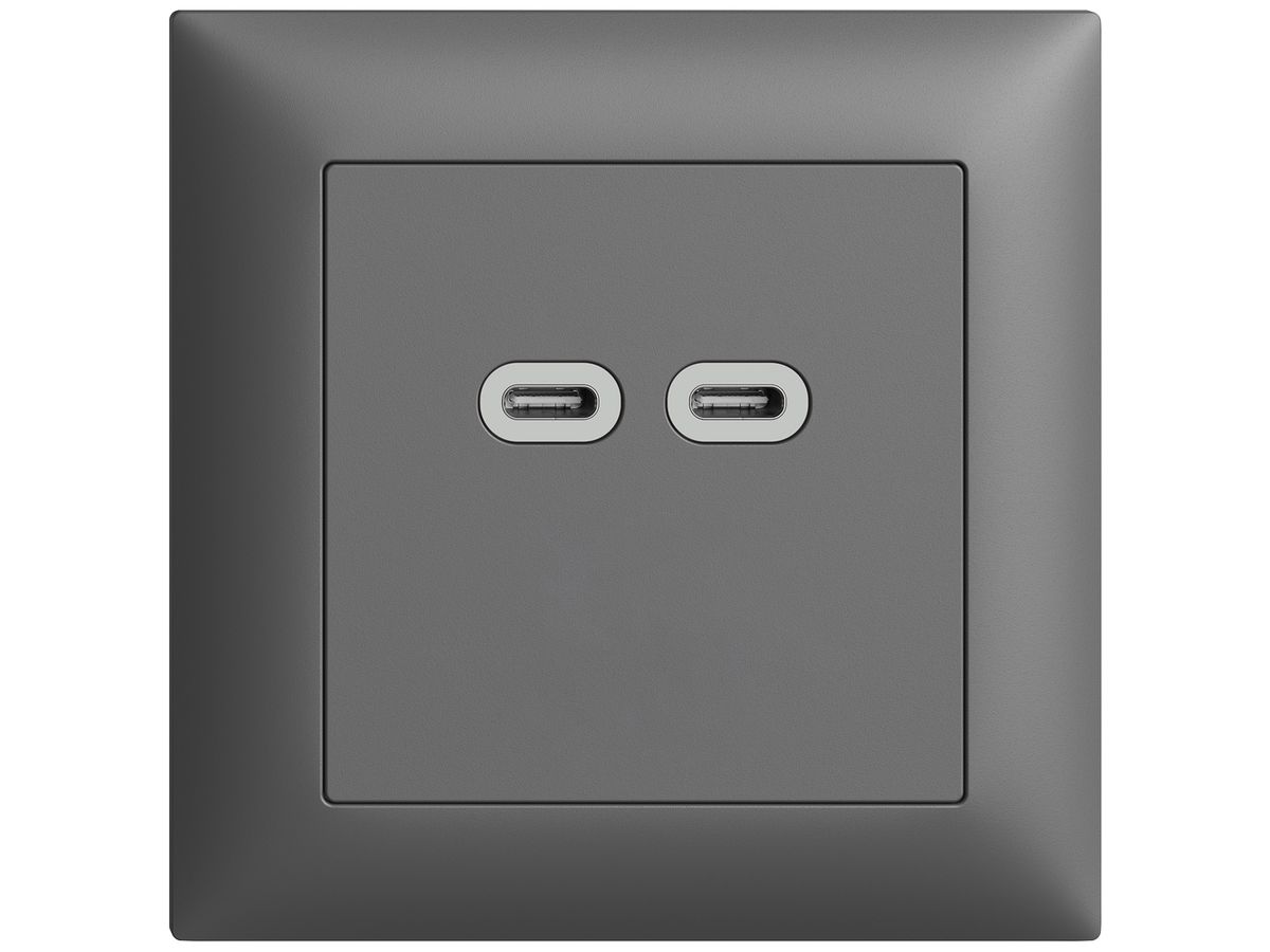 UP-Steckdose USB 18W 2×Typ C Feller EDIZIOdue FMI 230V 3600mA dunkelgrau