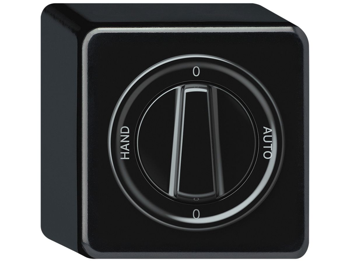 AP-Drehschalter origin Umschalter 2/1L 16A 250V 0-AUTO-0-HAND 88×88×54mm schwarz