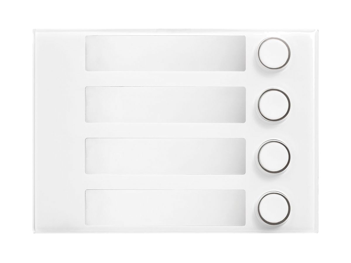 Frontplatte für Ruftastenmodul Urmet Alpha, 4×Taste, IP55, weiss