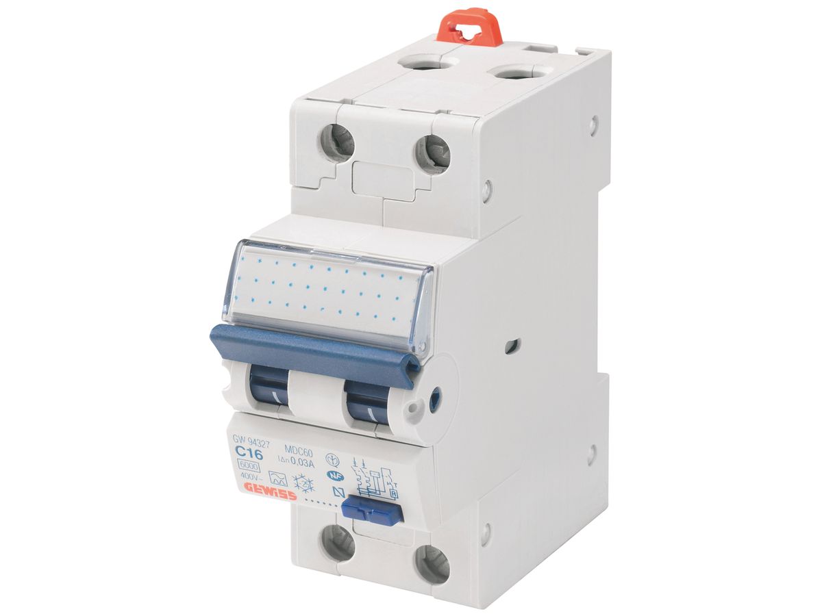 FI/LS-Schalter Gewiss 90 RCD 2P 230V C 5.44A 0.03A A 2TE 10kA