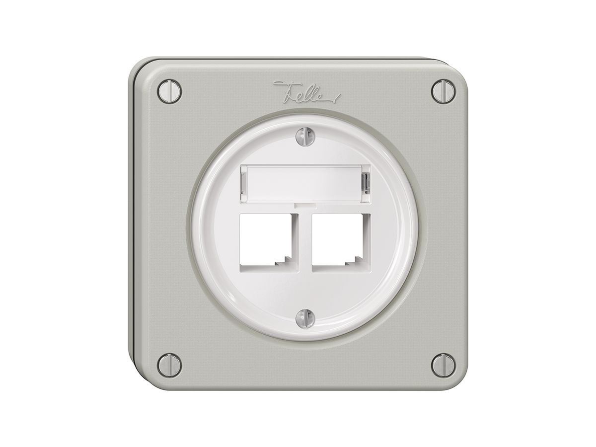 NUPU-Montageset Feller S-One EASYNET, für 2×RJ45, Tiefe 28 mm, lichtgrau