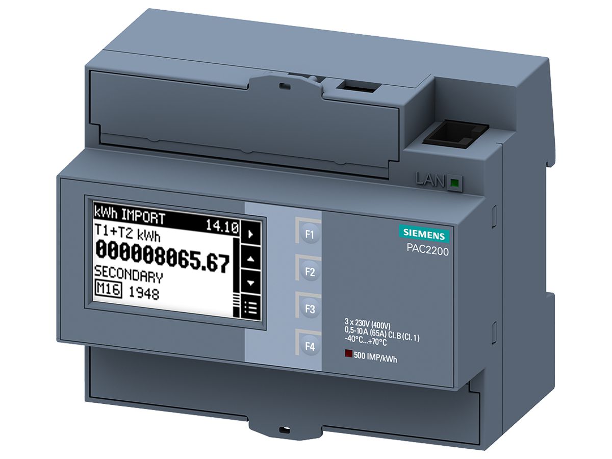 Energiemessgerät Siemens SENTRON PAC2200 65A ModbusTCP MID Schraubklemmen