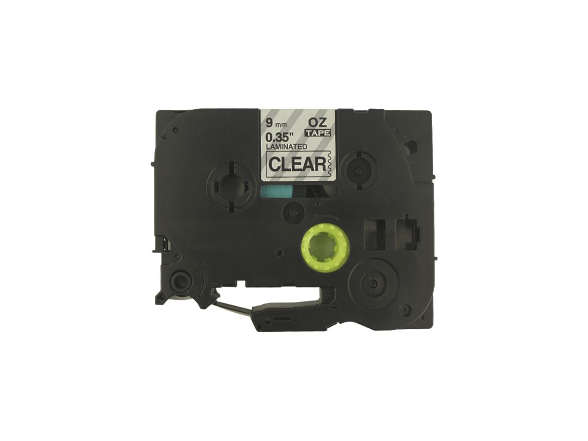 Schriftbandkassette kompatibel zu OZE-121, 9mm×8m, transparent-schwarz