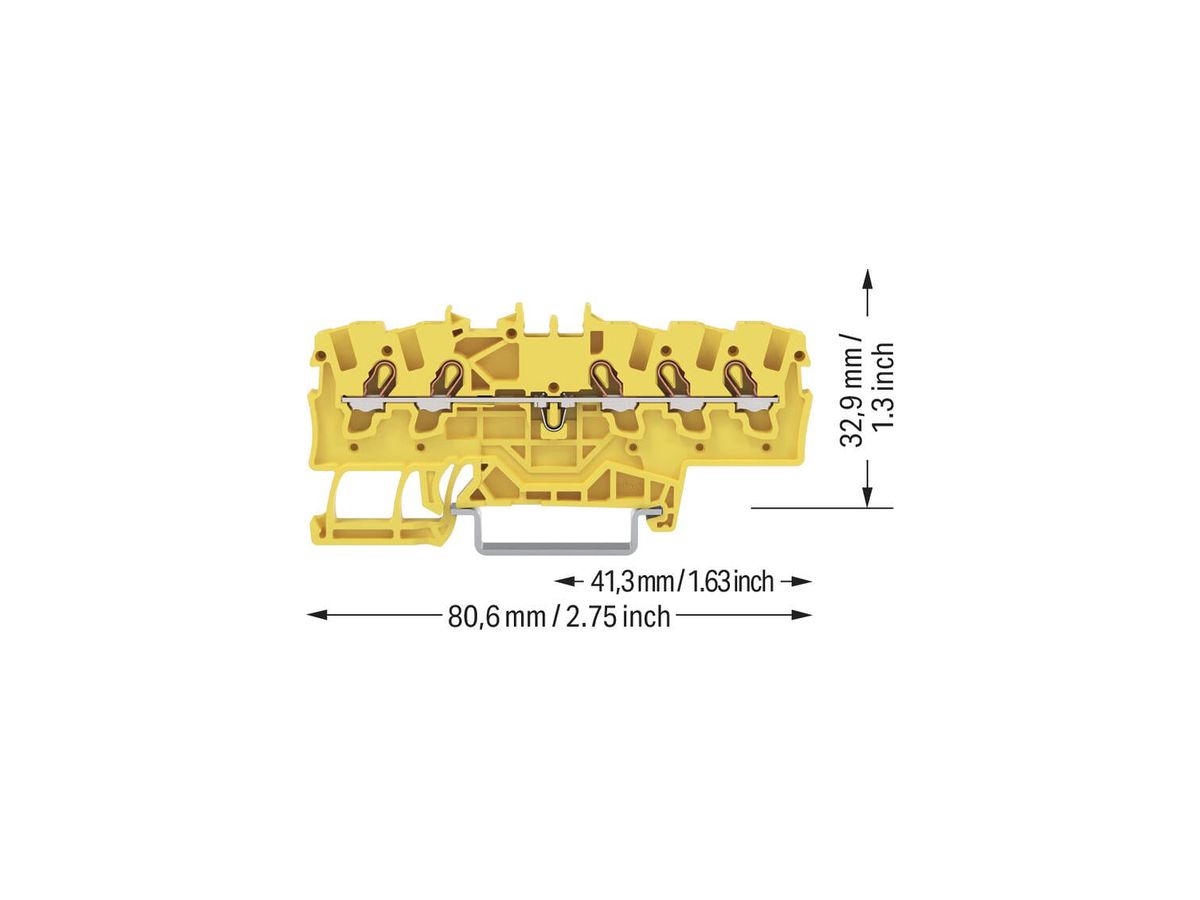 Durchgangs-Reihenklemme WAGO TOPJOB S 1.5mm² 18A 800V 1Etg×5P Ex gelb