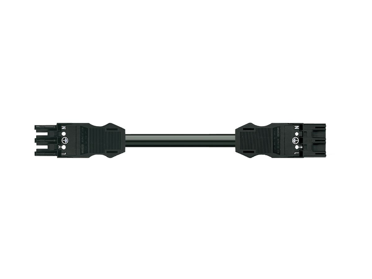 Verbindungsleitung MIDI 3×2.5mm² 20A 250V 8m Cod.A Buchse-Stecker schwarz Cca