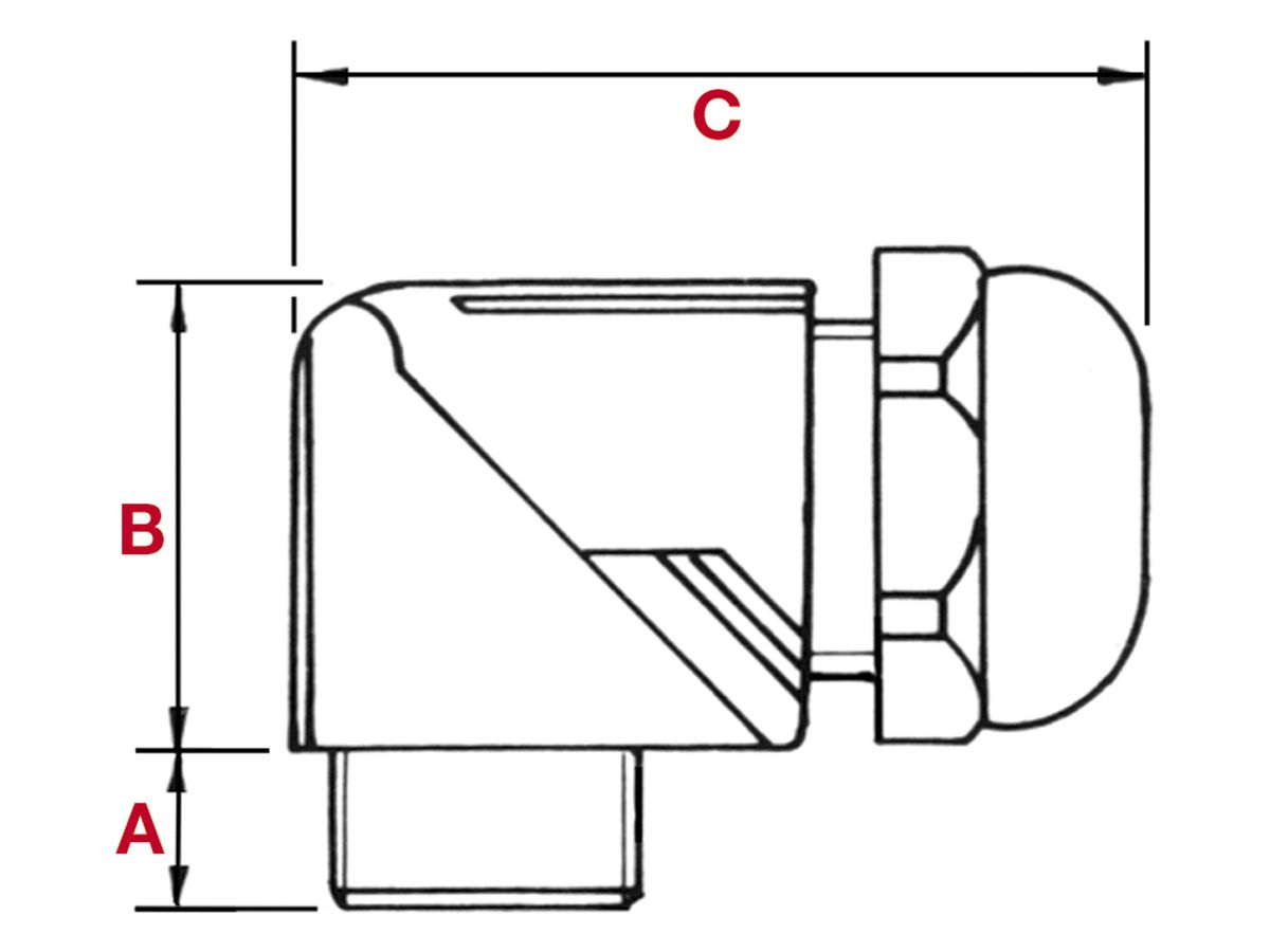 Kabelverschraubung Winkelform PG16 10…14mm grau