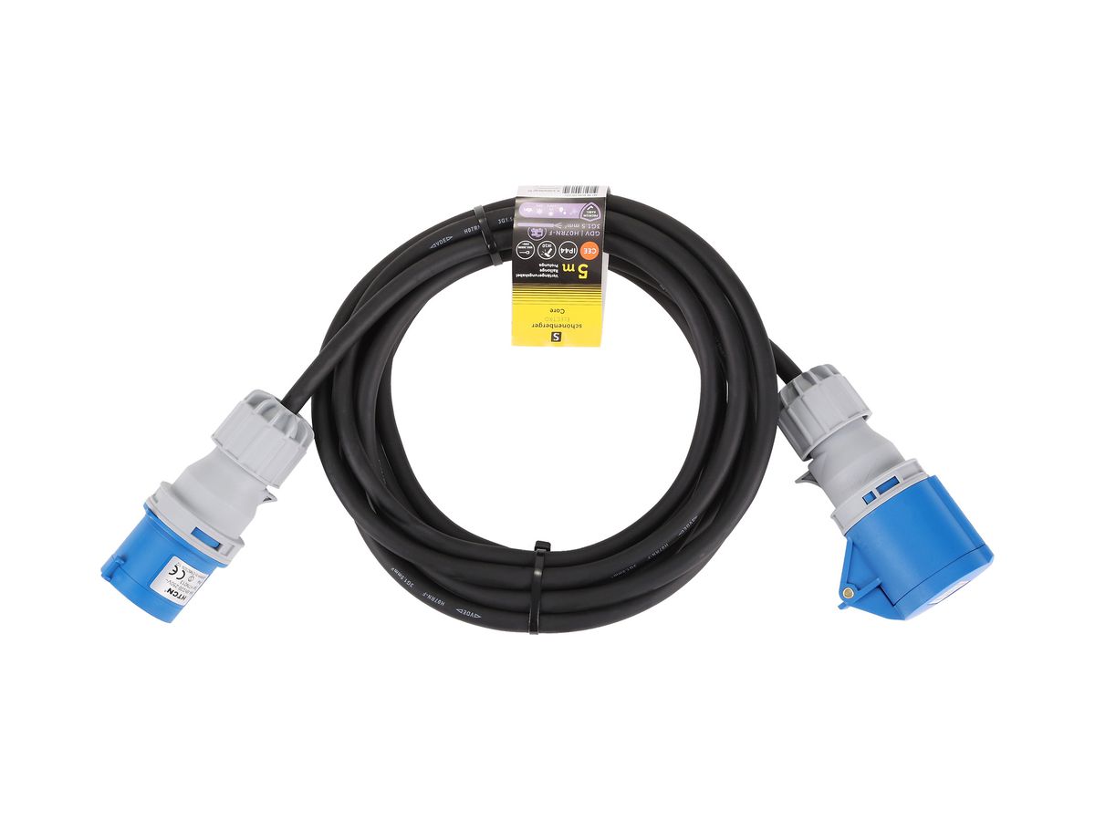 Verlängerungskabel Schönenberger Gummi CEE/CEE 3×1.5mm² 16A IP44 5m schwarz