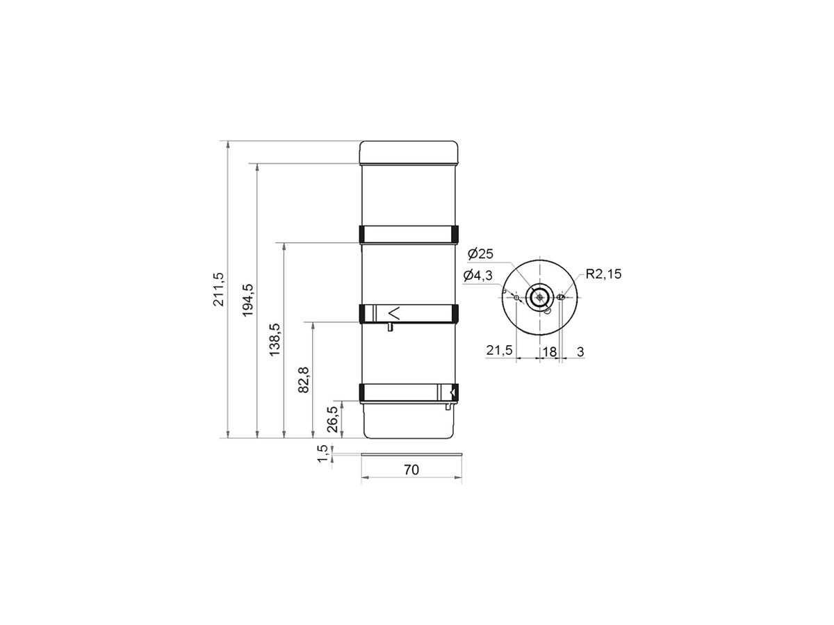 Signalsäule WERMA KS72 Design BWM, 24VAC/DC, grün/gelb/rot