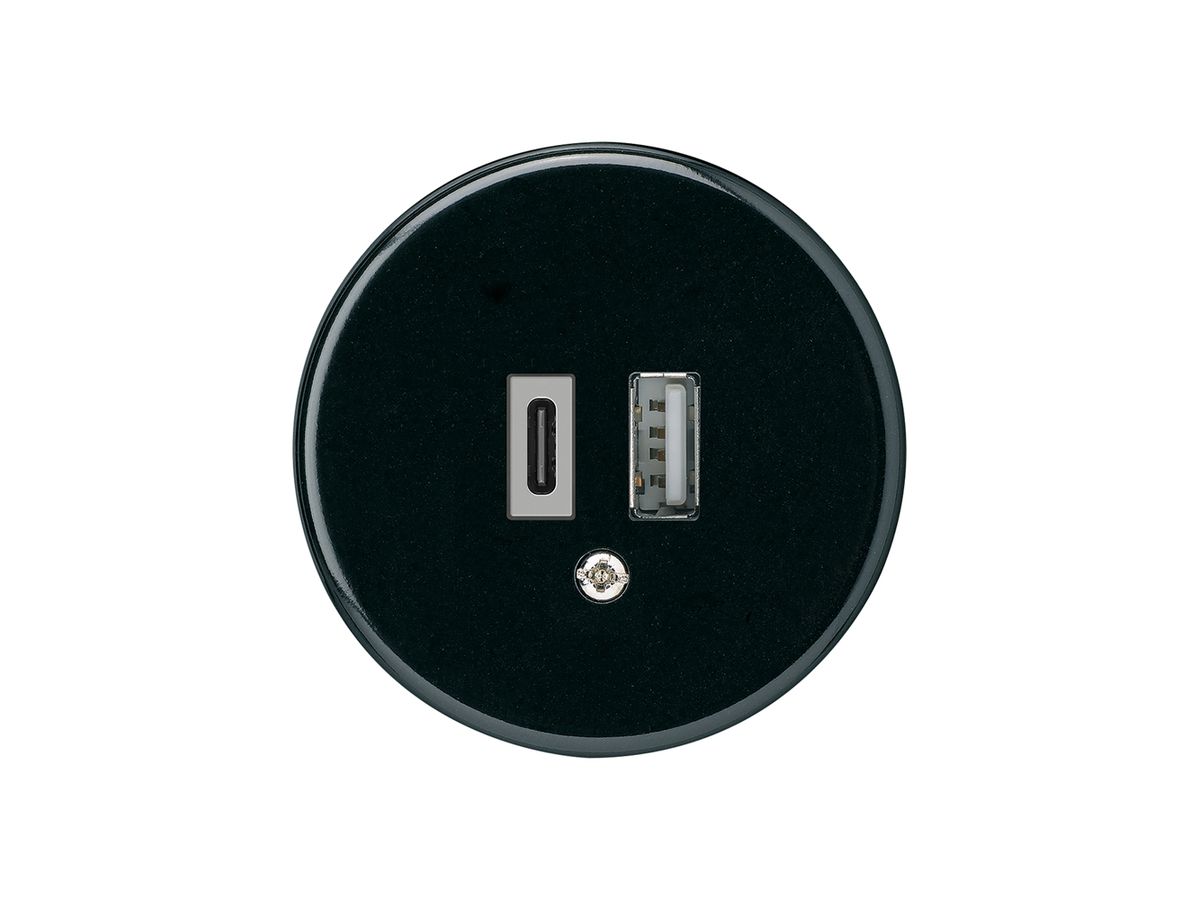 USB-Ladesteckdose basico 18W PD 1×Typ A 1×Typ C schwarz