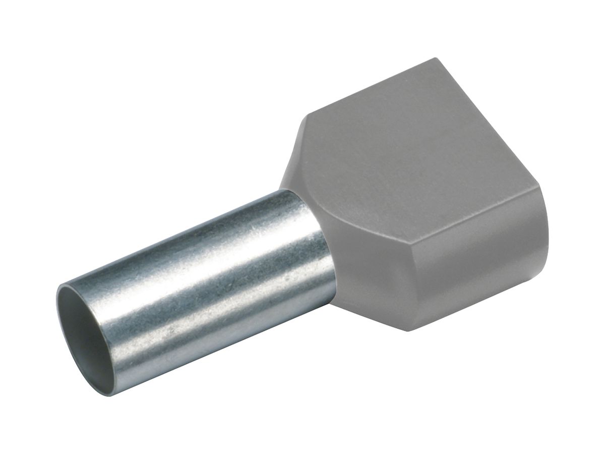 Zwillings-Aderendhülse Cimco 0.75mm² 10×17mm Kupfer PP grau