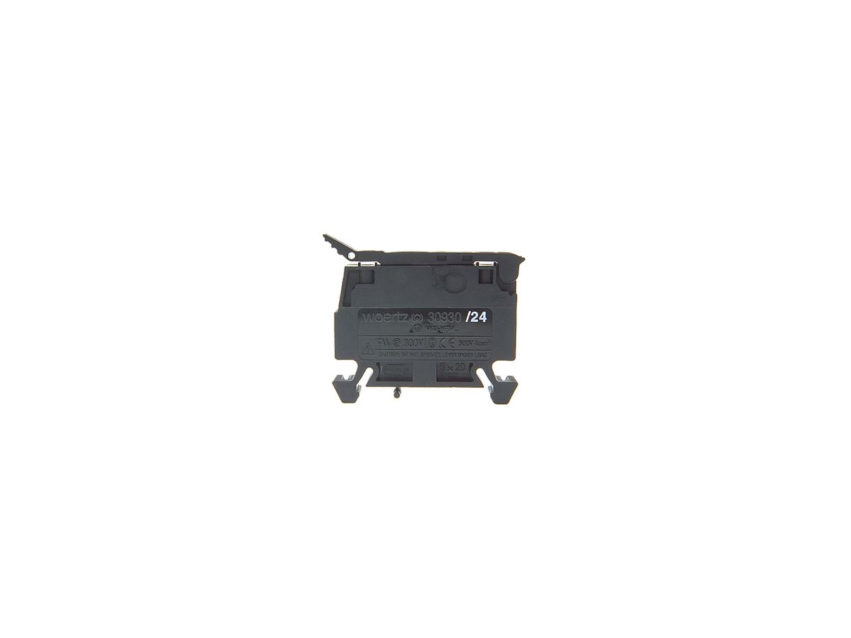 Miniatursicherungsklemme 4mm² schwarz mit Sicherungsanzeige 24V