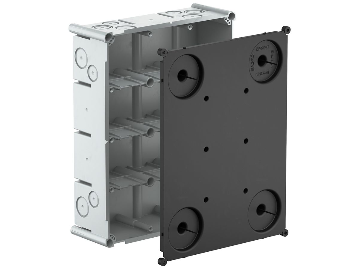 UP-Einlasskasten AGRO 4×3 650°C mit Schutzdeckel, M20/25, grau