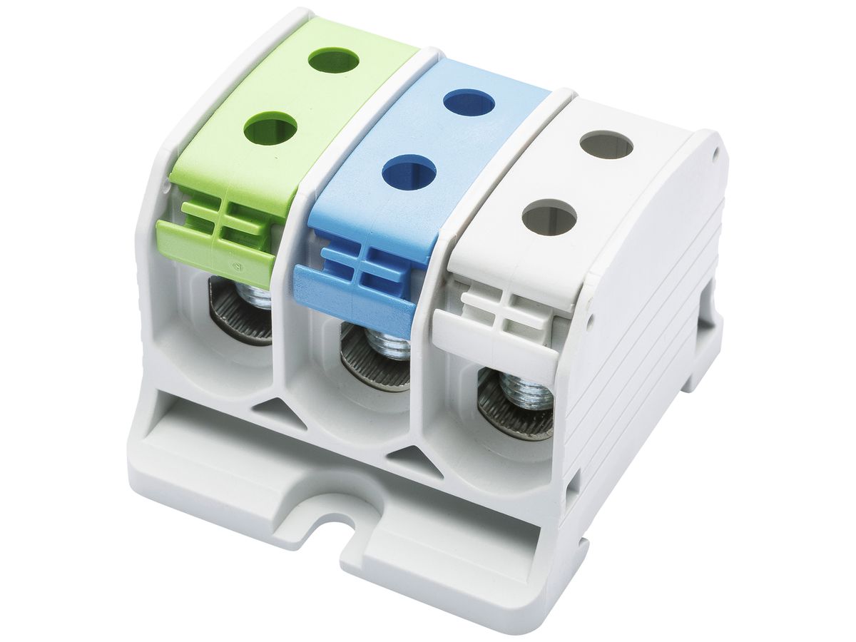 Verteilerblock Bals RKA 50 3P 150A 3×Eingang 3×Ausgang 4…50mm² gn/bl/gu
