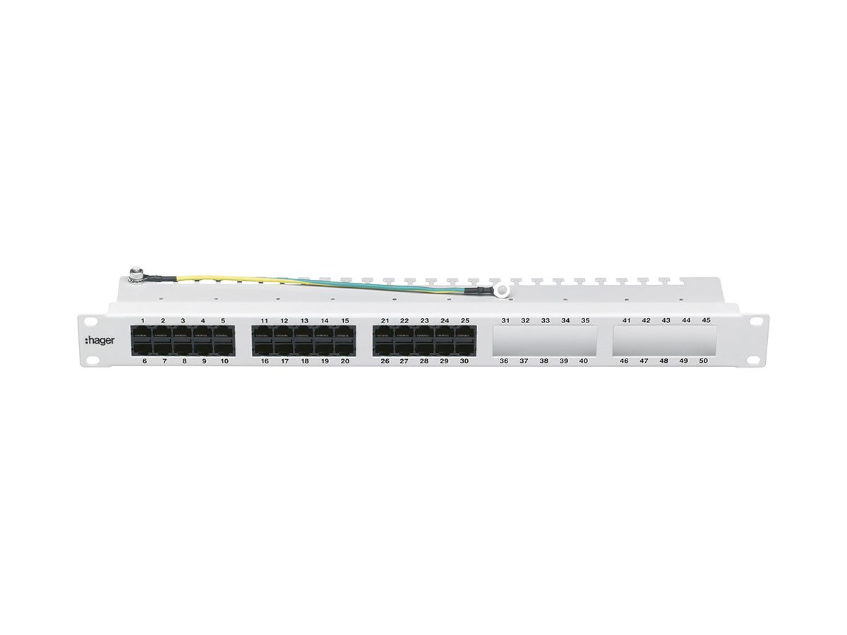 Voice-Panel 19" Hager HMS 50 Port unbestückt vernickelt