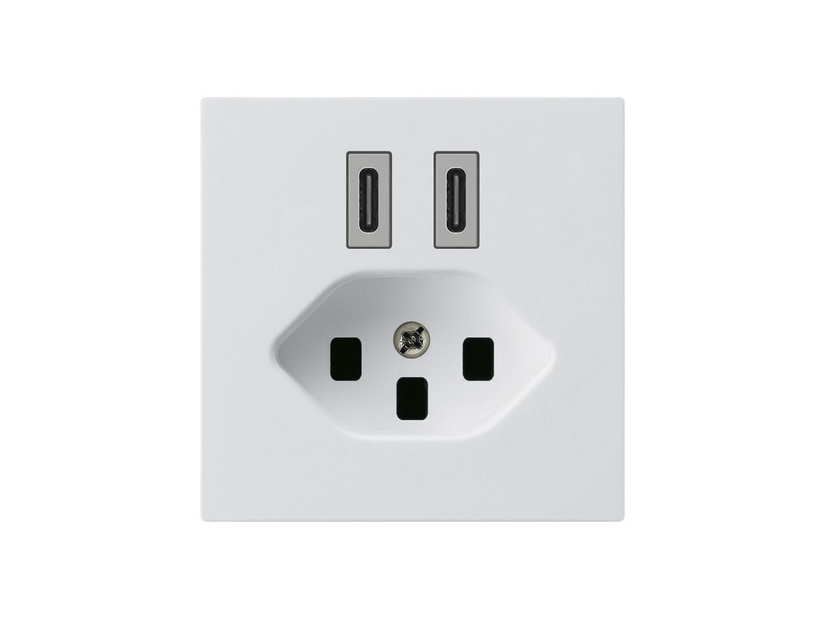 USB-Ladesteckdose Hager kallysto C-C 20W+T23 5V 60×60mm weiss