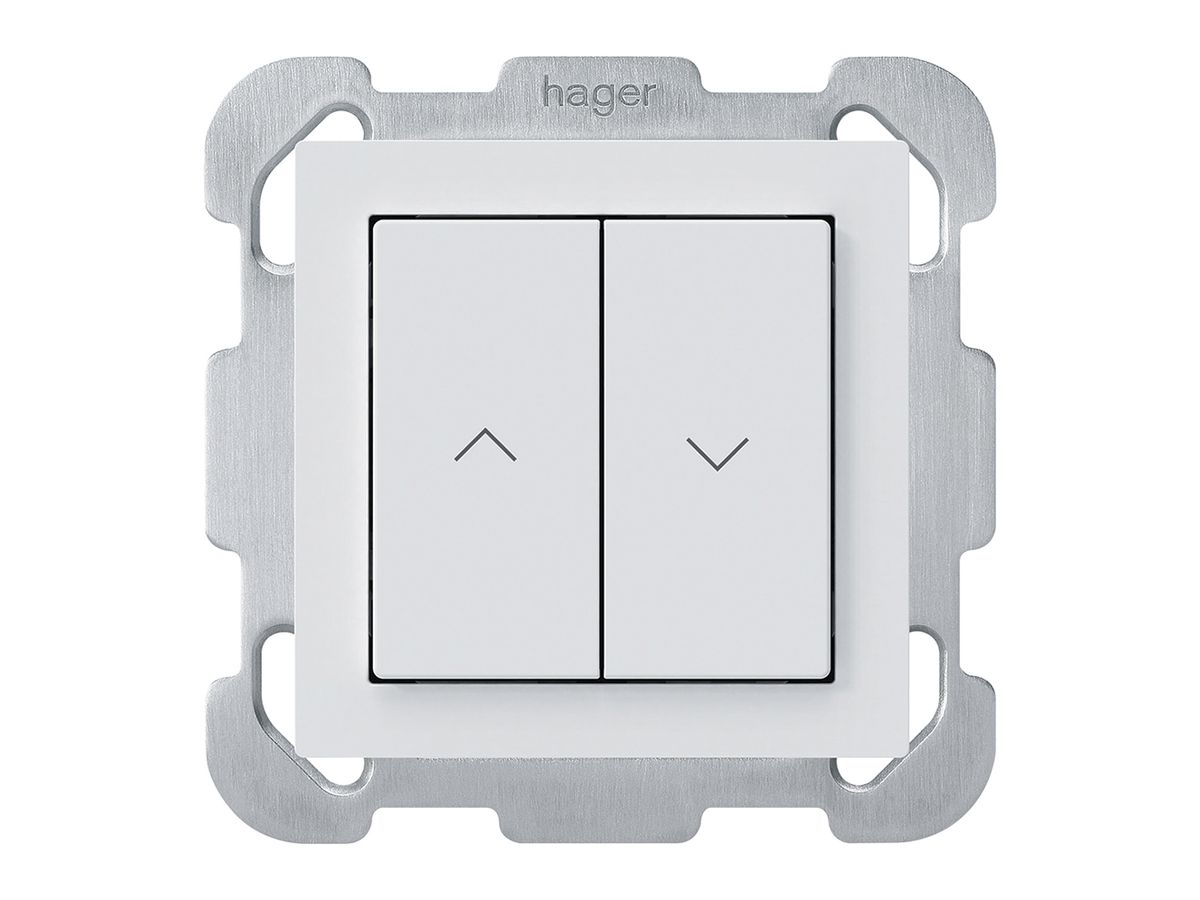 UP-KNX-Storentaster Hager BA kallysto B 2-fach 77×77mm weiss