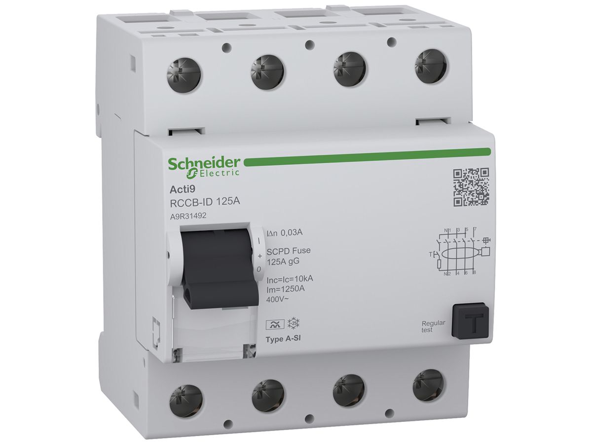 Fehlerstromschutzschalter SE Acti9 RCCB-ID 4P 400V 0.03A A-SI 125A 4TE