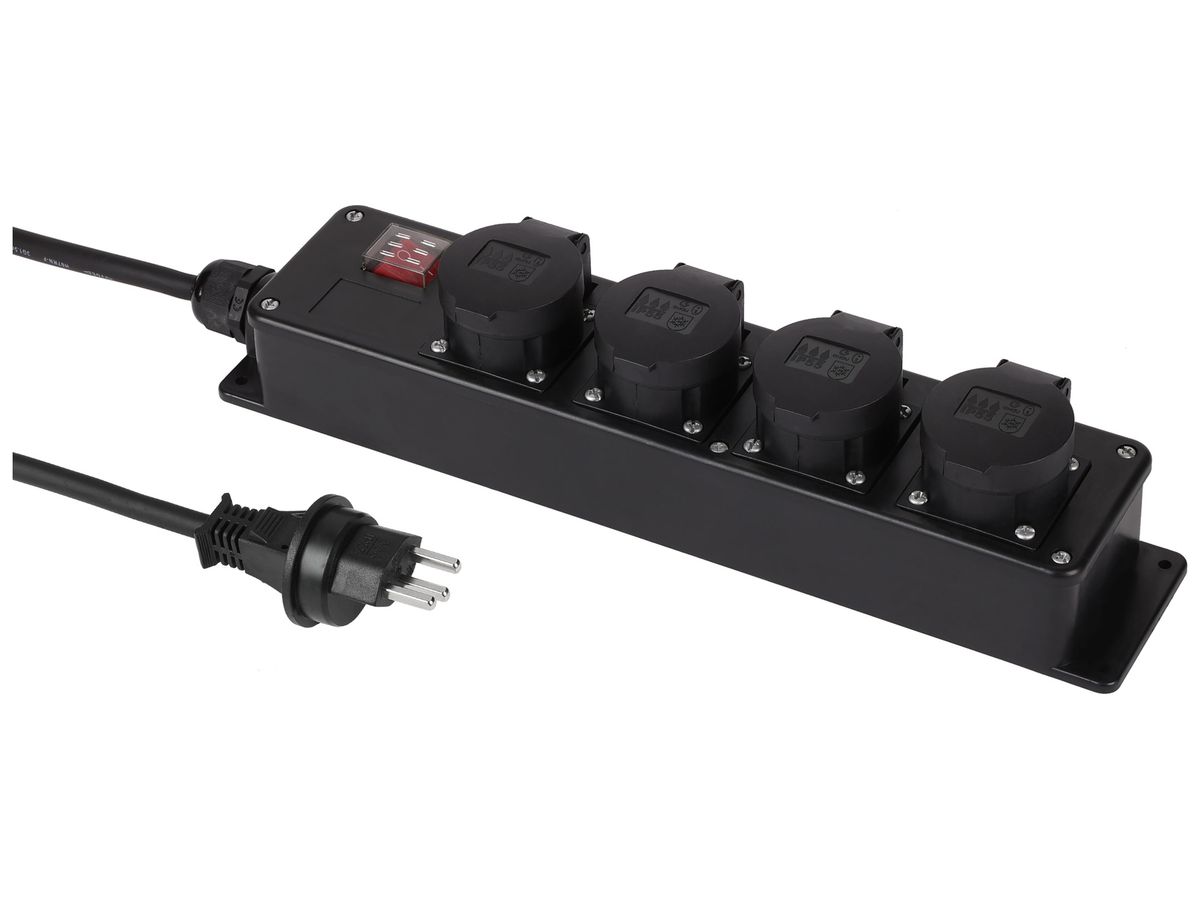 Steckdosenleiste Schönenberger 16A I/O 4×T23 3m schwarz