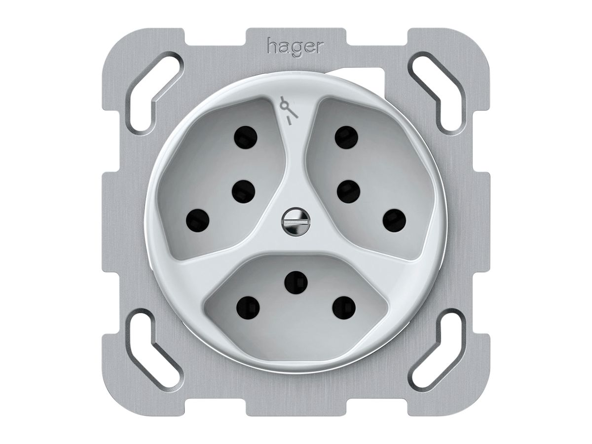 UP-Steckdose origin 3×Typ 13 1×S 10A 230V 77×77mm weiss