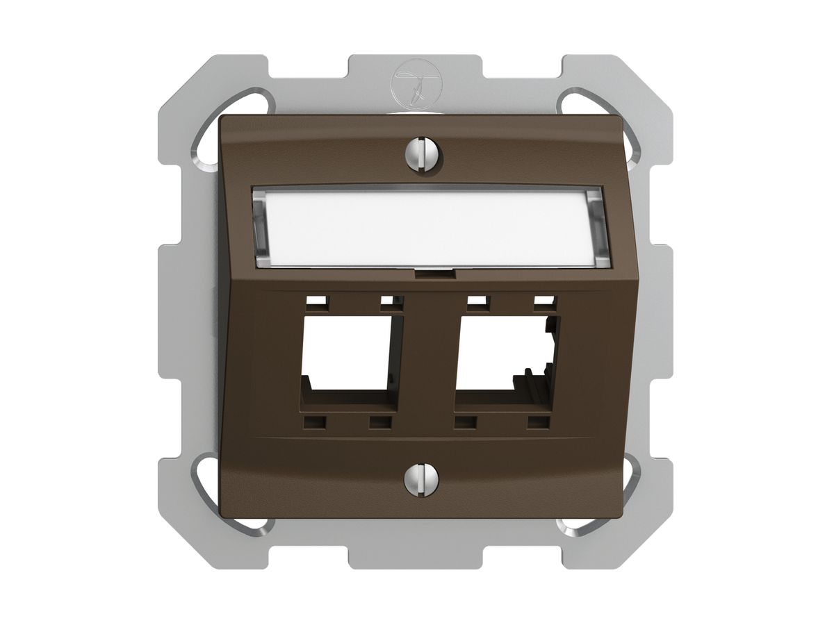 UP-Montageset EDIZIOdue, mit Schrägauslasshaube, für 2×RJ45, coffee