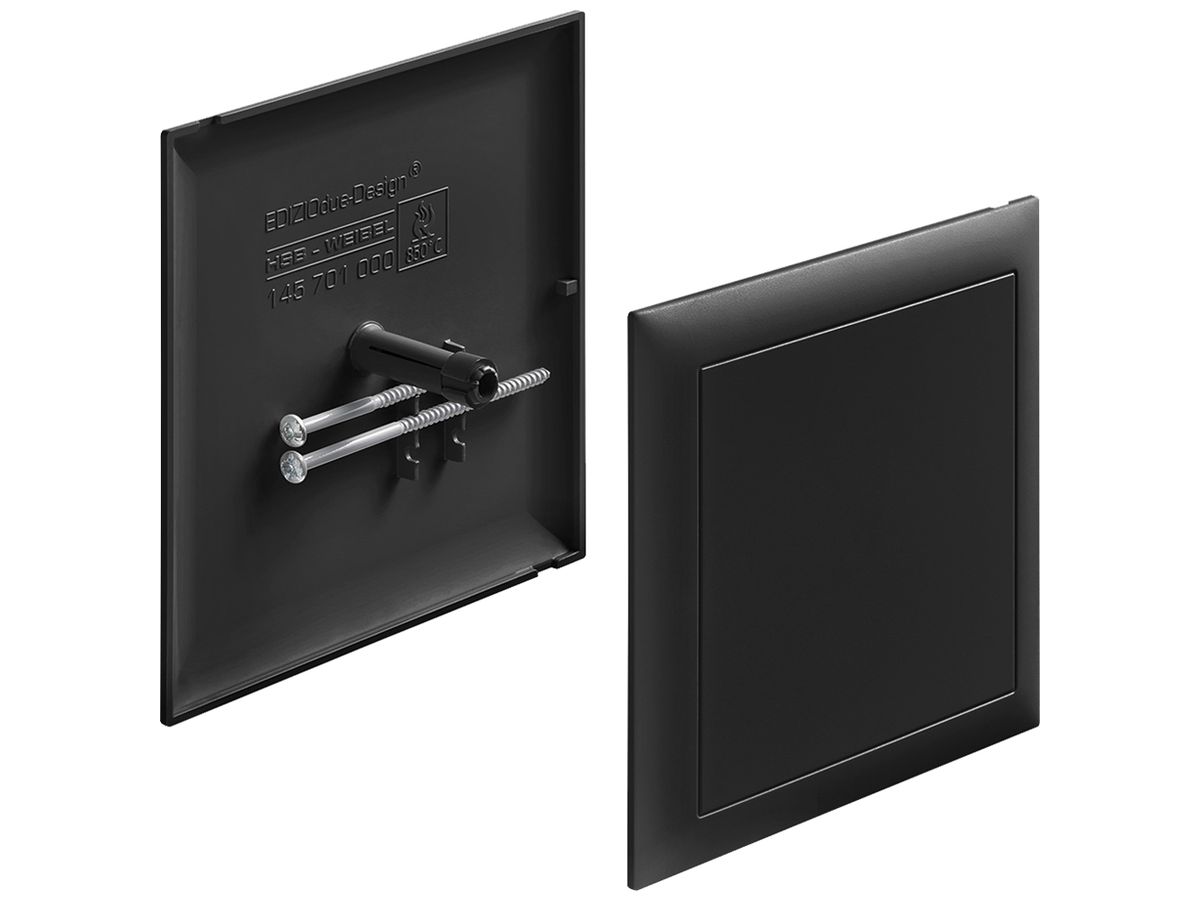 Steckdeckel HSB zu Abzweigdose Design EDIZIOdue 130×130mm schwarz halogenfrei