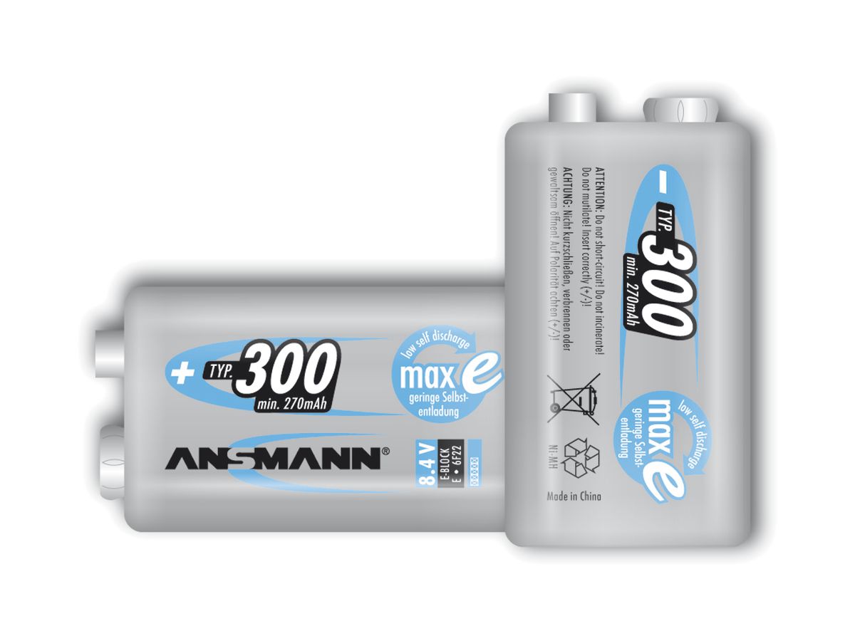Akku NiMH 6LR61 8.4V 250mAh, 2 Stück