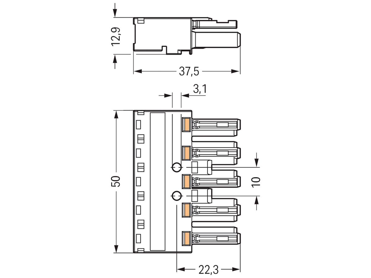 Buchse WINSTA MIDI 5L ohne Zugentlastungsgehäuse, rot